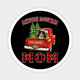 Christmas Bernese Mountain Mom Santa Hat Truck Tree Plaid Dog Mom Christmas Magnet